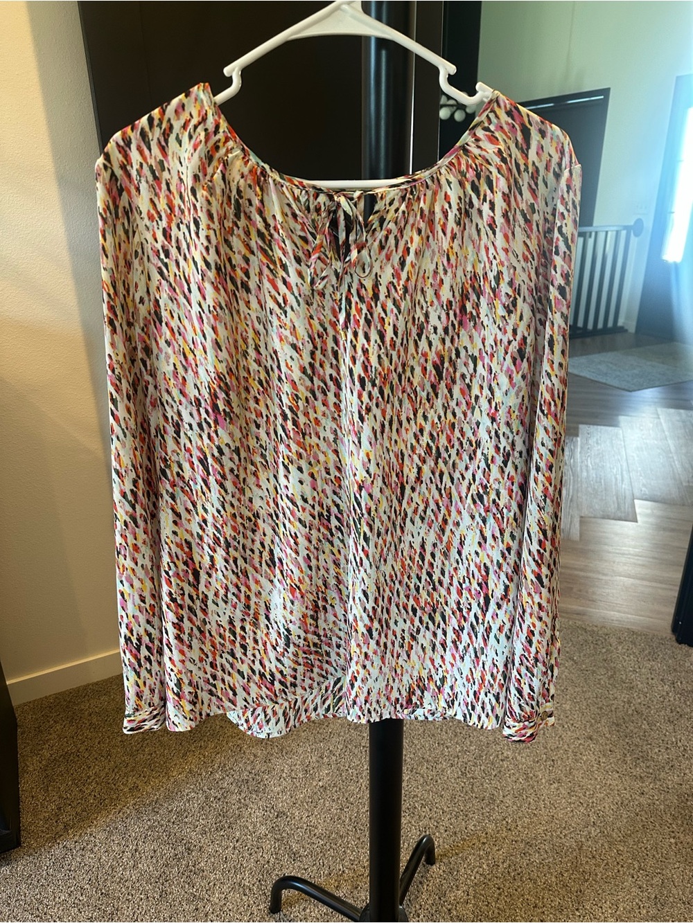 The Limited Multicolor Printed Peasant Blouse - White, Pink, Yellow, Black